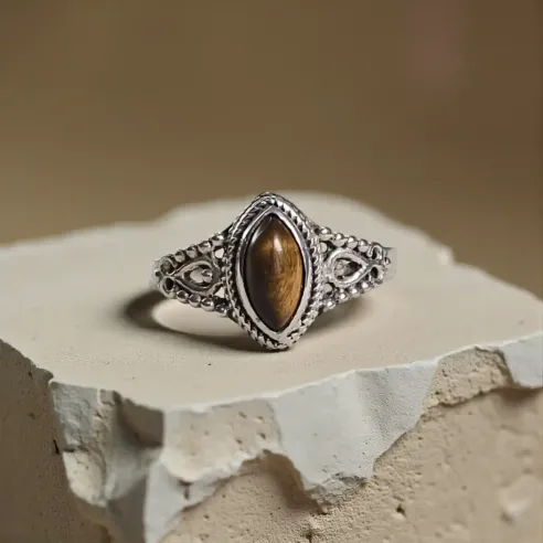 Bague Nolwenn Oeil de Tigre – Ancrage & Protection Énergétique