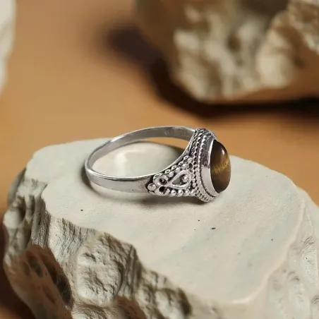 Bague Nolwenn Oeil de Tigre – Ancrage & Protection Énergétique