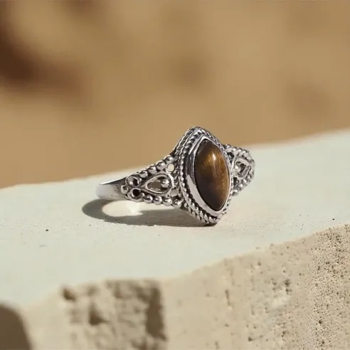 Bague Nolwenn Oeil de Tigre – Ancrage & Protection Énergétique