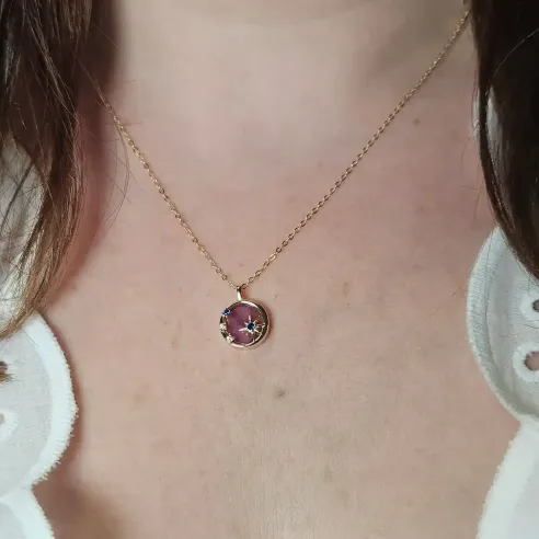 Collier Étoile en Argent Plaqué Or et Améthyste – Élégance & Mystère