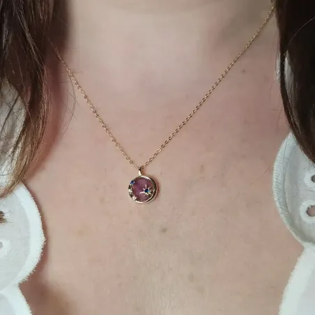 Collier Étoile en Argent Plaqué Or et Améthyste – Élégance & Mystère