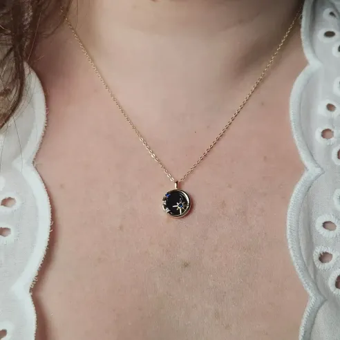 Collier Étoile Obsidienne Noire – Protection & Élégance