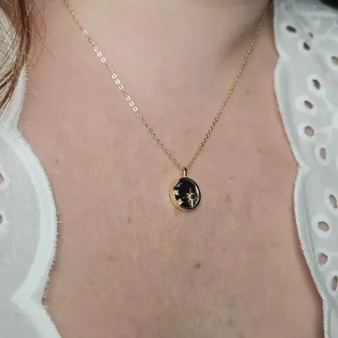 Collier Étoile Obsidienne Noire – Protection & Élégance