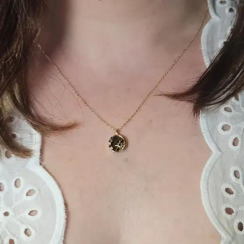 Collier Étoile Oeil de Tigre – Protection & Confiance – Argent Plaqué Or