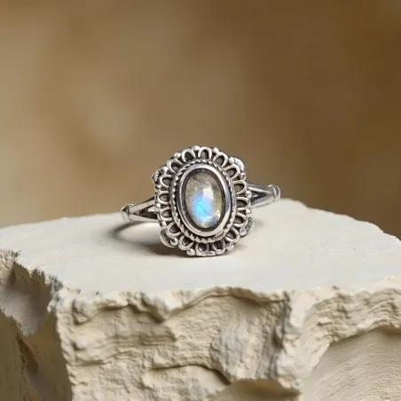 Bague Rosëa Labradorite – Fine Rosace & Protection Intuitive