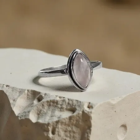 Bague Marquise Quartz Rose – Tendresse & Énergie du Cœur