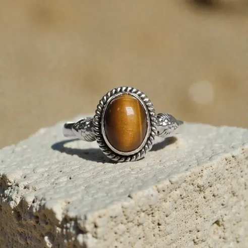 Bague Apolline Oeil de Tigre – Confiance & Énergie solaire