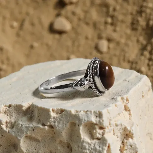 Bague Apolline Oeil de Tigre – Confiance & Énergie solaire