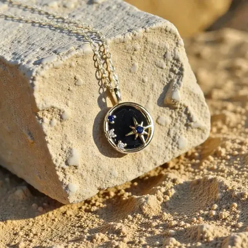 Collier Étoile Obsidienne Noire – Protection & Élégance