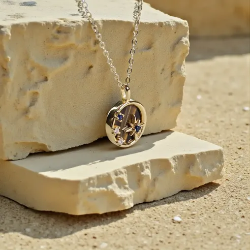 Collier Étoile Oeil de Tigre – Protection & Confiance – Argent Plaqué Or