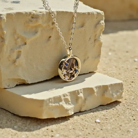 Collier Étoile Oeil de Tigre – Protection & Confiance – Argent Plaqué Or