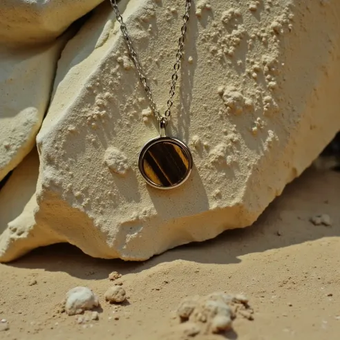 Collier Étoile Oeil de Tigre – Protection & Confiance – Argent Plaqué Or