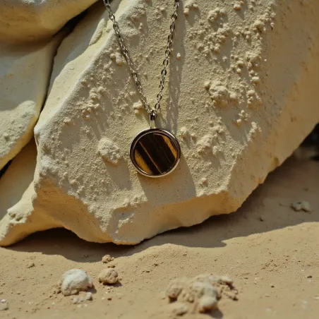 Collier Étoile Oeil de Tigre – Protection & Confiance – Argent Plaqué Or