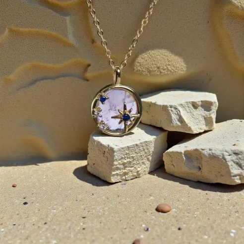 Collier Étoile en Argent Plaqué Or et Améthyste – Élégance & Mystère