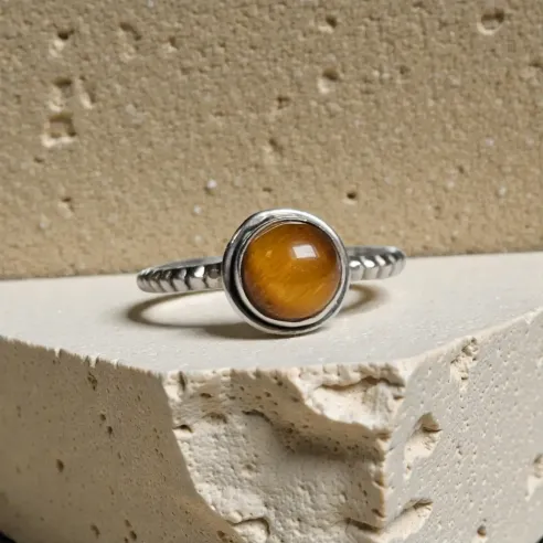 Bague Apolline Oeil de Tigre – Confiance & Énergie solaire