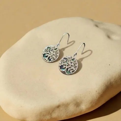 Boucles d’Oreilles Arbre de Vie Nacre Ormeau – Bijou élégance & symbolisme