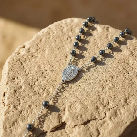 Chapelet en Hématite – Croix Simple & Ancrage spirituel