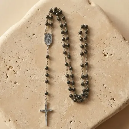 Chapelet en Hématite – Croix Simple & Ancrage spirituel