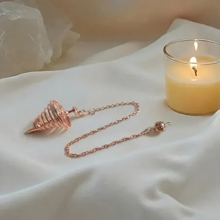 Pendule spirale rose doré – outil radiesthésie & divination