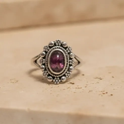 Bague Marguerite Grenat – Bijou Fleur Argent