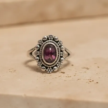 Bague Marguerite Grenat – Bijou Fleur Argent