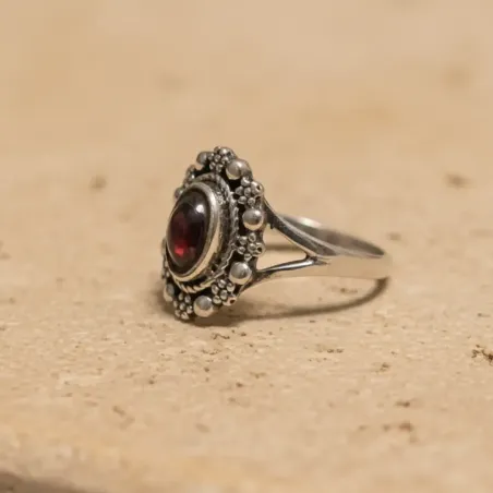 Bague Marguerite Grenat – Bijou Fleur Argent