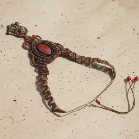 Collier macramé jaspe rouge – Bijou artisanal pierre naturelle