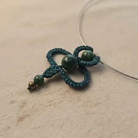 Collier Ras de Cou Macramé Azurite - création artisanale