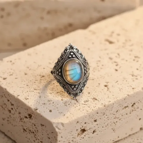 Bague Lorien Labradorite argent - Protection & Élégance