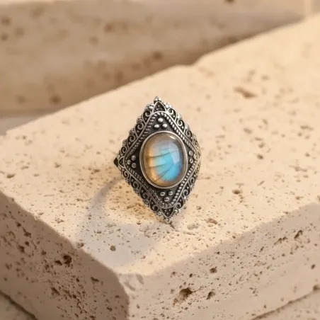 Bague Lorien Labradorite argent - Protection & Élégance
