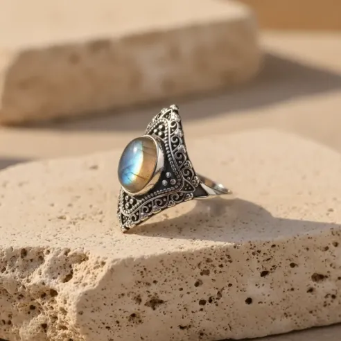 Bague Lorien Labradorite argent - Protection & Élégance
