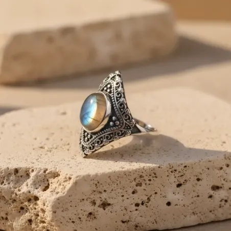 Bague Lorien Labradorite argent - Protection & Élégance