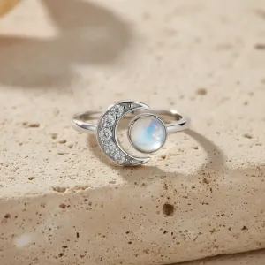 Bague Aiyana Pierre de Lune & Lune Argent – Lunaire Intuitif