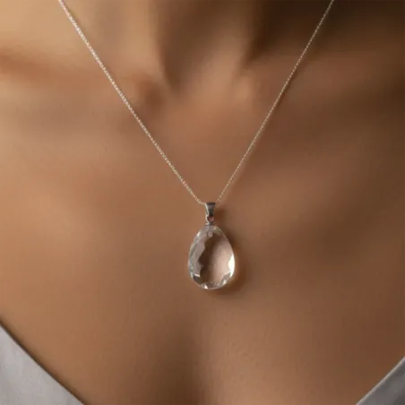 Pendentif Cristal de Roche Facetté – Clarté & Purification