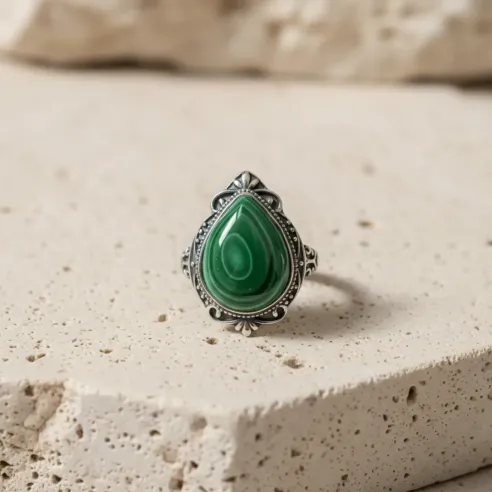 Bague Melchior Malachite – Goutte & Argent 925 - Protection