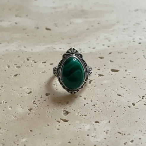 Bague Melchior Malachite – Goutte & Argent 925 - Protection
