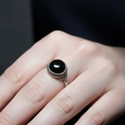 Bague Unisexe Obsidienne Noire – Argent 925