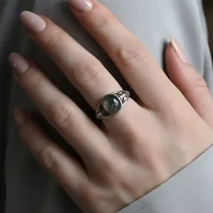 Bague Fleur Agate Mousse – Pierre Naturelle & Argent