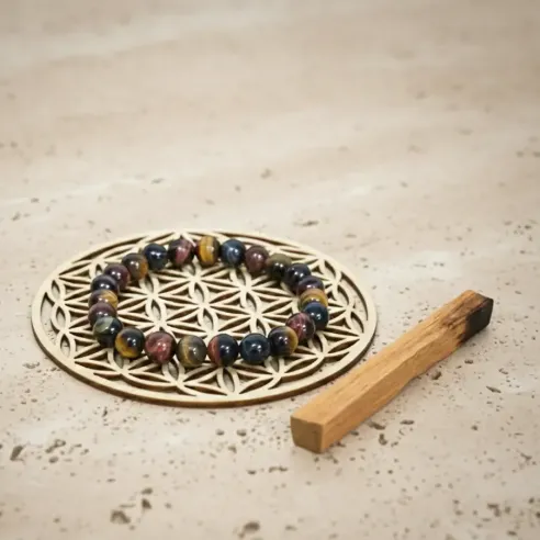 Coffret Force & Protection – Bracelet 3 Yeux, Palo Santo, Fleur de Vie