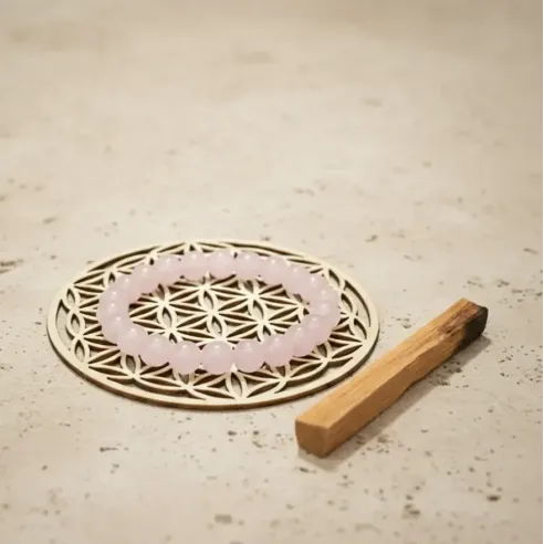 Coffret Réconfort – Quartz Rose, Palo Santo & Fleur de Vie