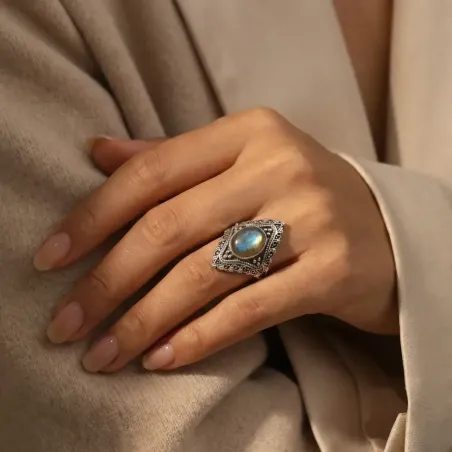Bague Lorien Labradorite argent - Protection & Élégance