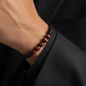 Bracelet Cuir & Œil de Taureau – Protection & Confiance