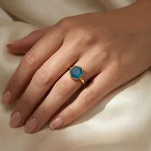 Bague apatite bleue – expression & clarté en plaqué or