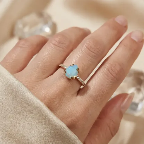 Bague Aigue Marine Argent - sérénité et expression apaisée