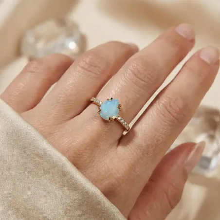 Bague Aigue Marine Argent - sérénité et expression apaisée