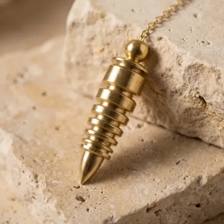 Pendule Télépathie Conique Doré – Ondes Énergétiques