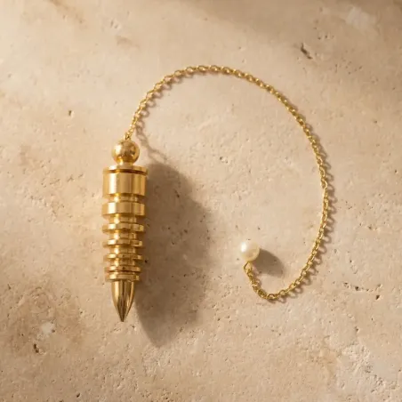 Pendule Télépathie Conique Doré – Ondes Énergétiques