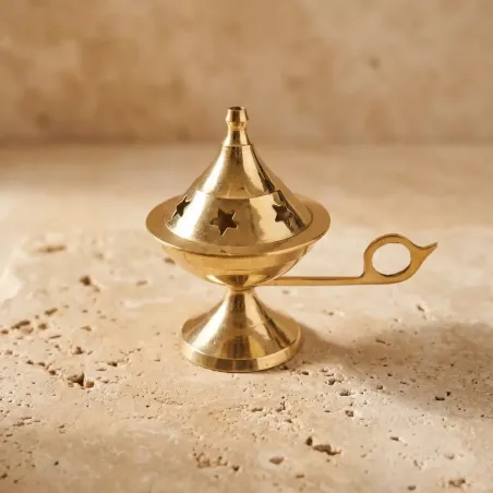 Brûleur Résine Laiton Étoiles Or 8 cm – Purification & Rituel