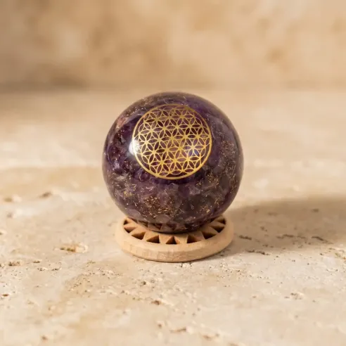 Orgonite Sphère Améthyste – Sérénité & Protection