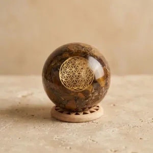 Petite orgonite Sphère Oeil de Tigre –Protection & Confiance